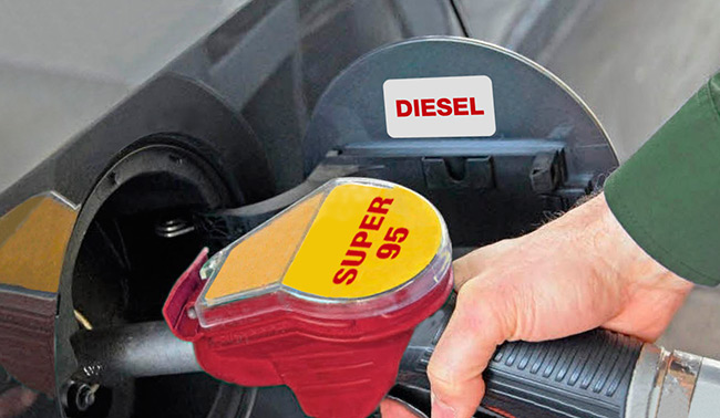 Falschbetankung Super in Diesel